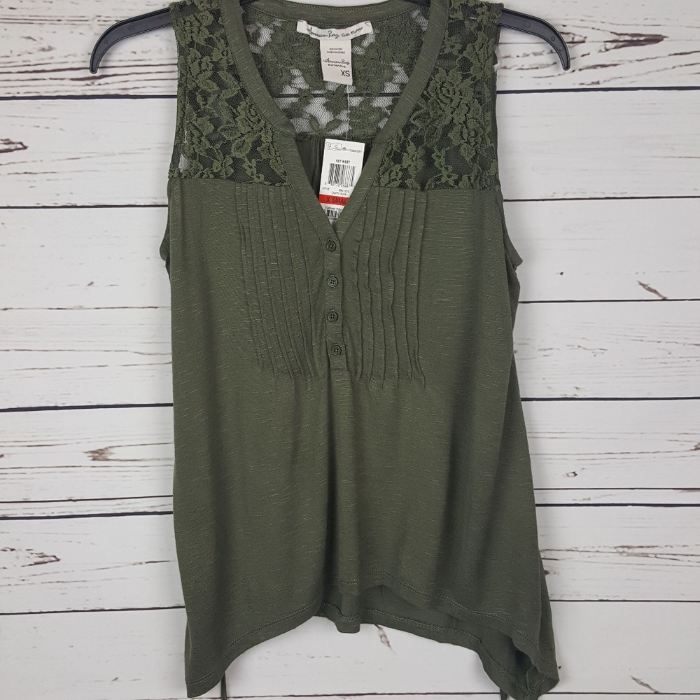 American Rag | Handkerchief Hem Lace Inset Tank - Picture 2 of 8